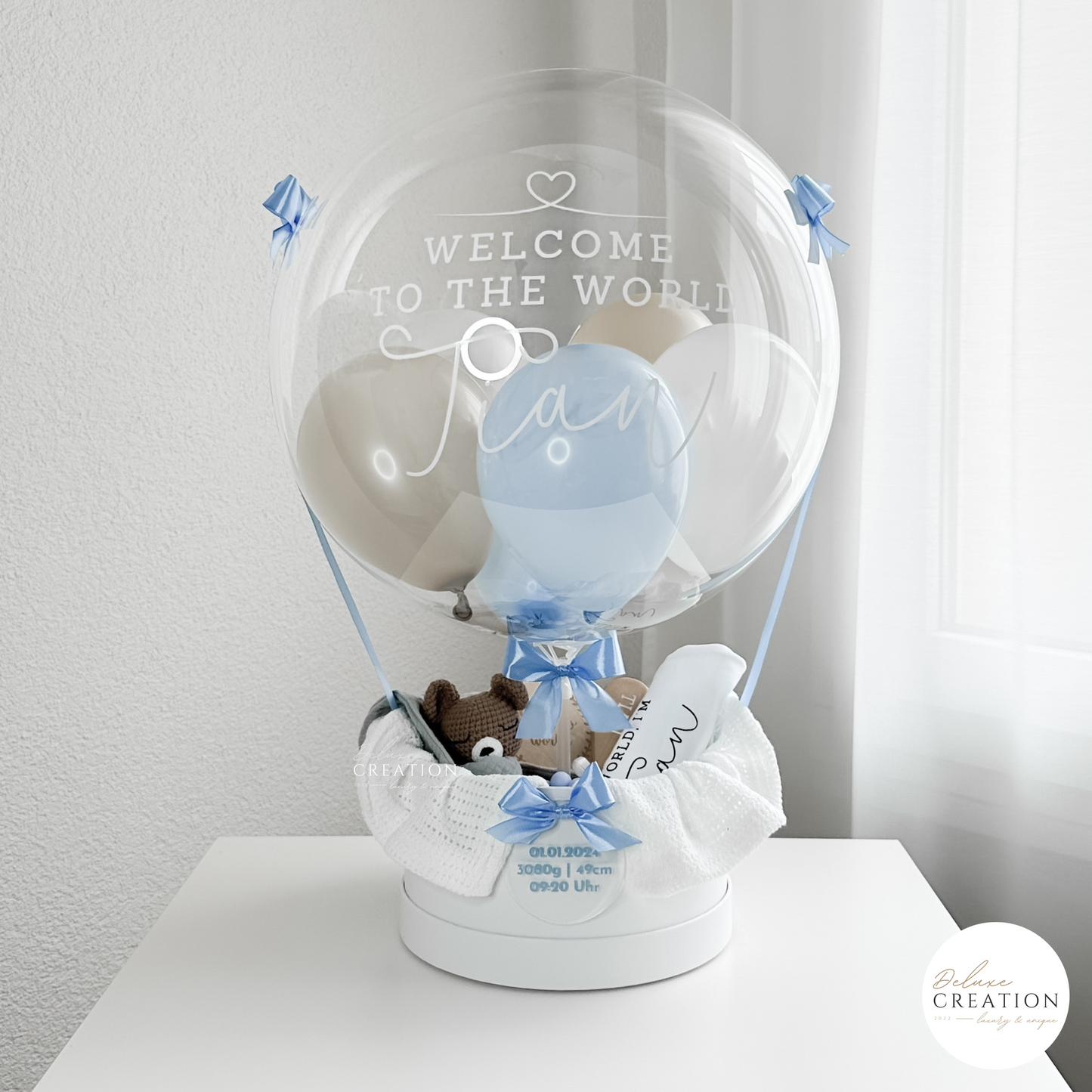 Welcome Baby - Balloongift with blue Bear Set