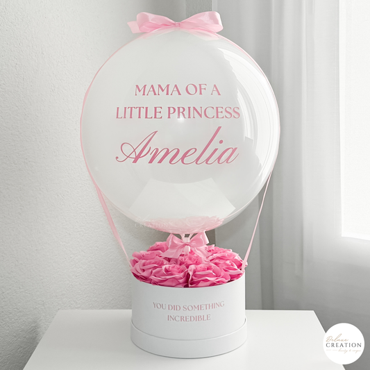 White shine - Balloongift with pink roses