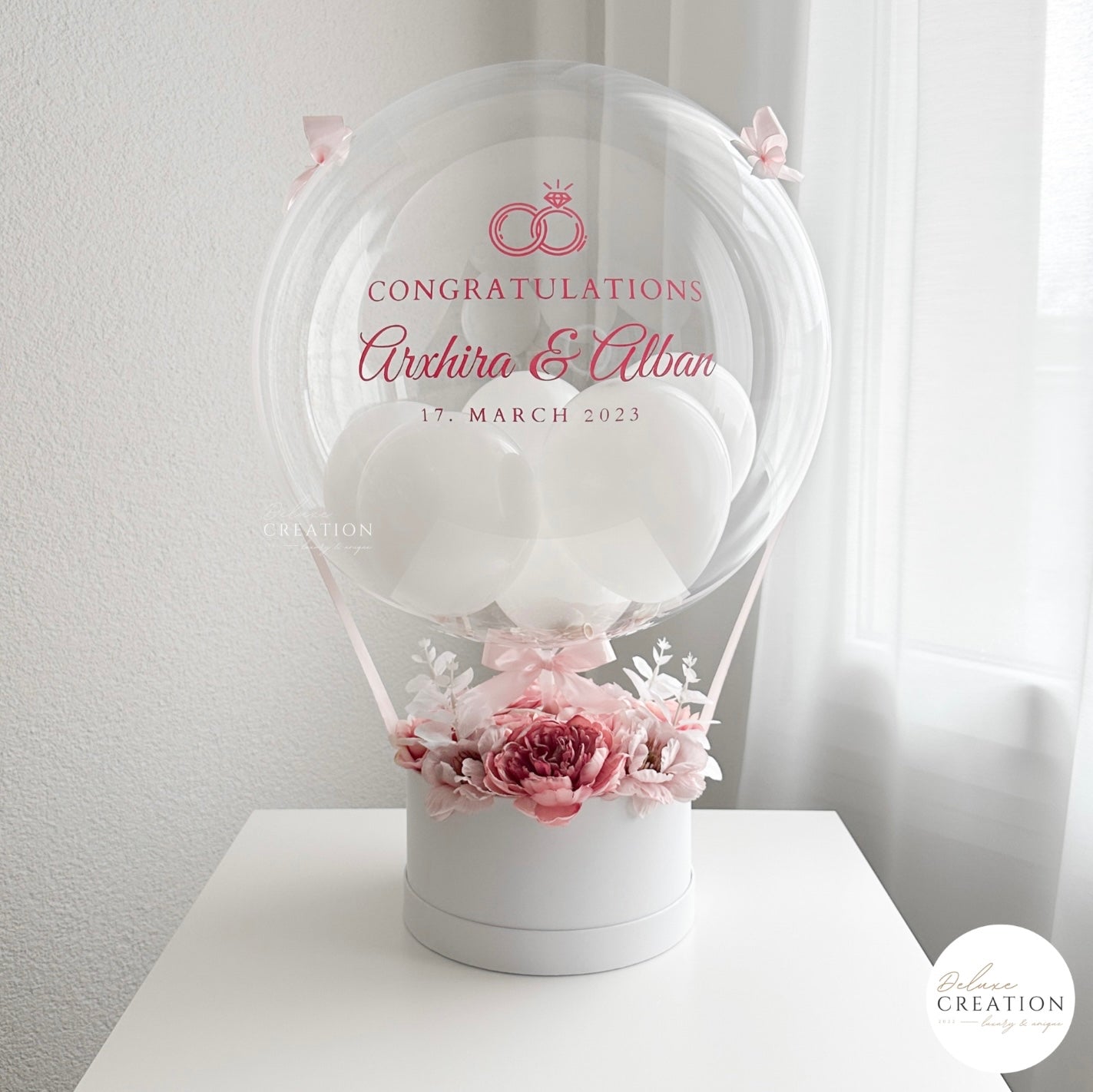 Luxury Flowerbox rosa  - Balloongift