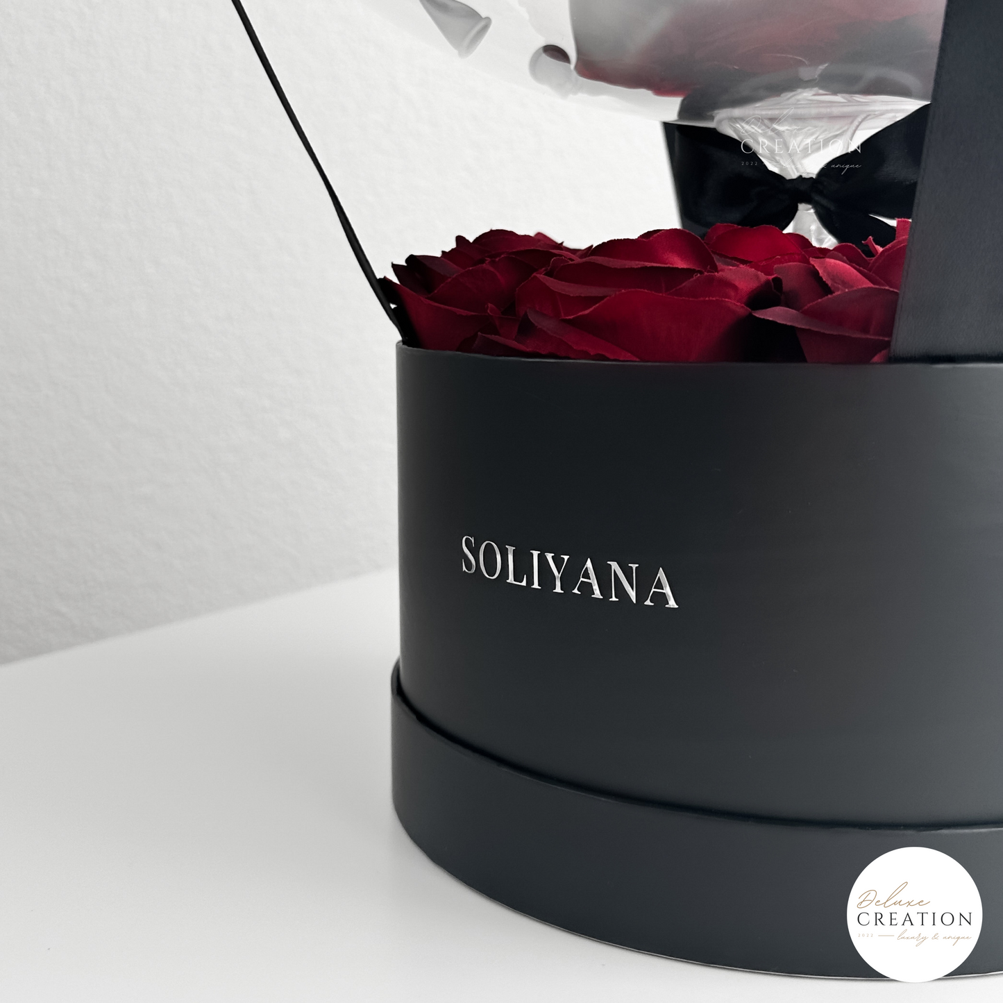 Black & silver - Balloongift with red rosebox