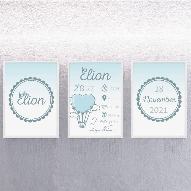 3er- Set Welcome Baby - Self Print Poster