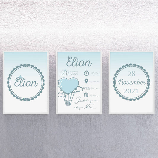 3er- Set Welcome Baby Poster