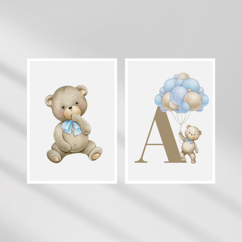 Bear Letter blue - Poster Set